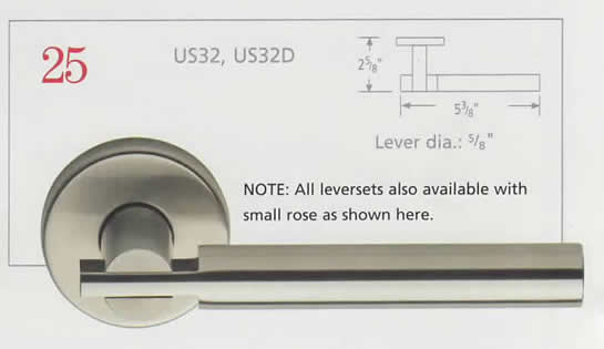 Omnia Stainless Steel Lever 25 with Square Rose Diagram