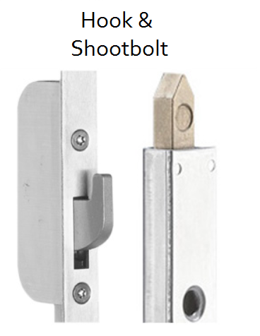 Hook + Shootbolt locking hardware