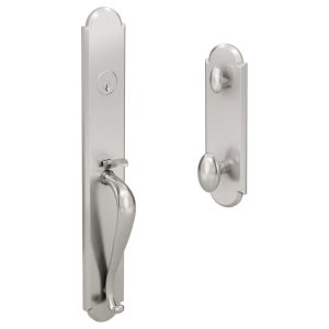 H11 Full Escutcheon Handleset with K1 R3 interior trim Satin Nickel