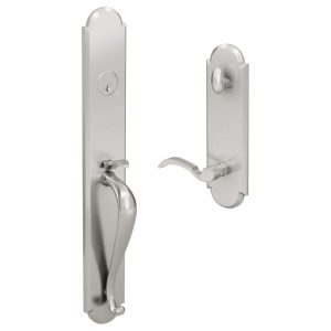 H11 Full Escutcheon Handleset with L1 R3 interior trim Satin Nickel