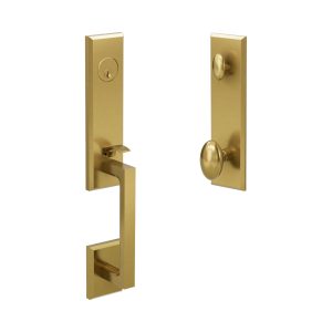 H6 Half Escutcheon Handleset with K1 R2 interior trim French Gold