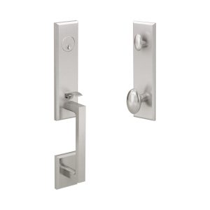 H6 Half Escutcheon Handleset with K1 R2 interior trim Satin Nickel